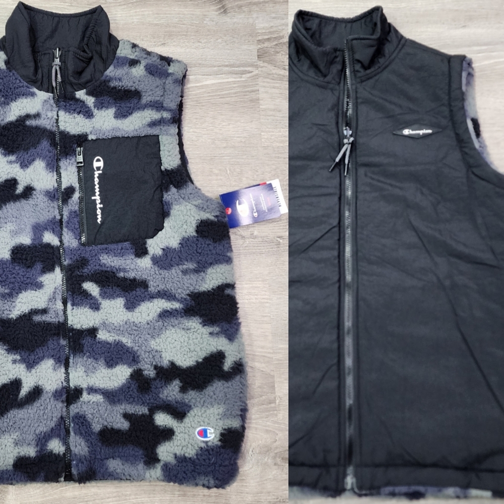 CHAMPION AOP Men's Reversible Camo Zip Up Vest Medium